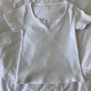 White Ribbed T shirt